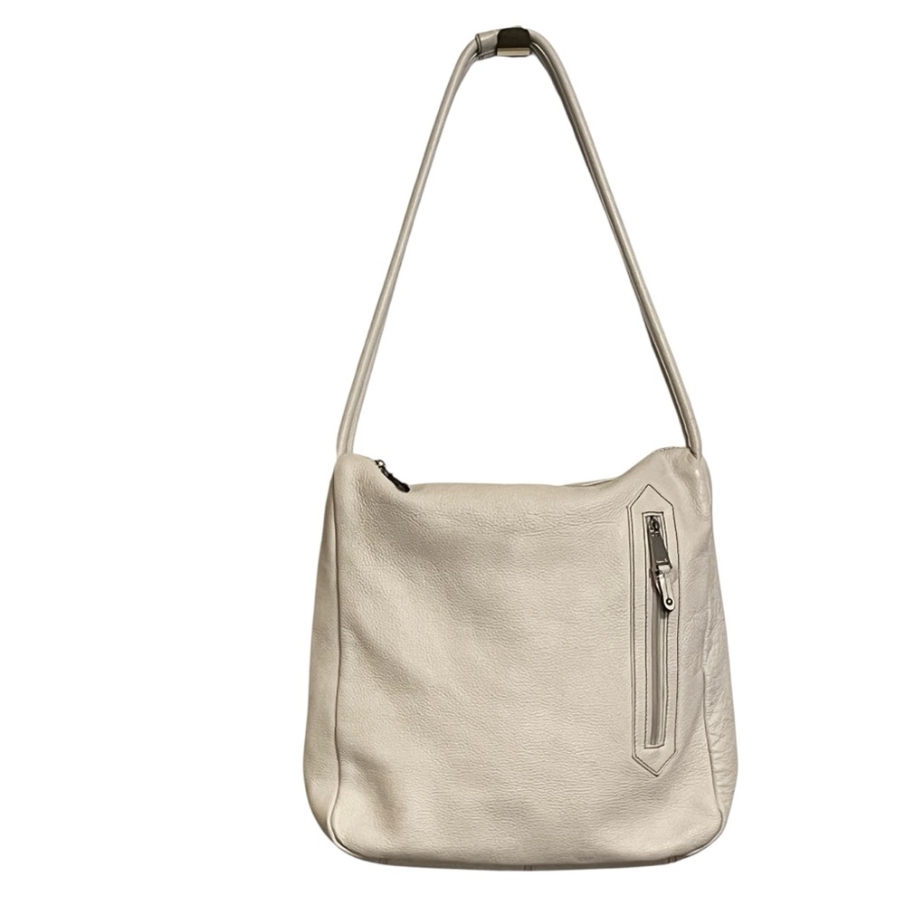 Tignanello Pebble Leather Shoulder Bag Eggshell 13” X 15”